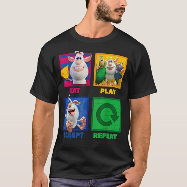 Camiseta Booba Come Play Sleep Repetir Amistad Graciosa Par (Anverso)