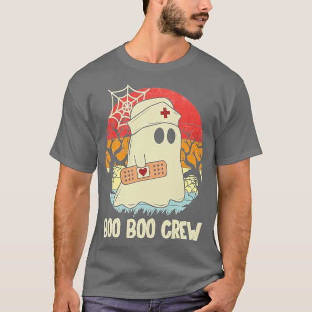 Camiseta BooBooCrewNurseHalloweenShirtForNursesRNGhost Acti (Anverso)