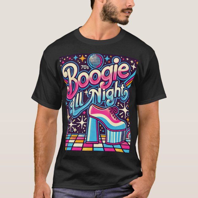 Camiseta Boogie Retro 70 Impresión de arte disco-temática d (Anverso)