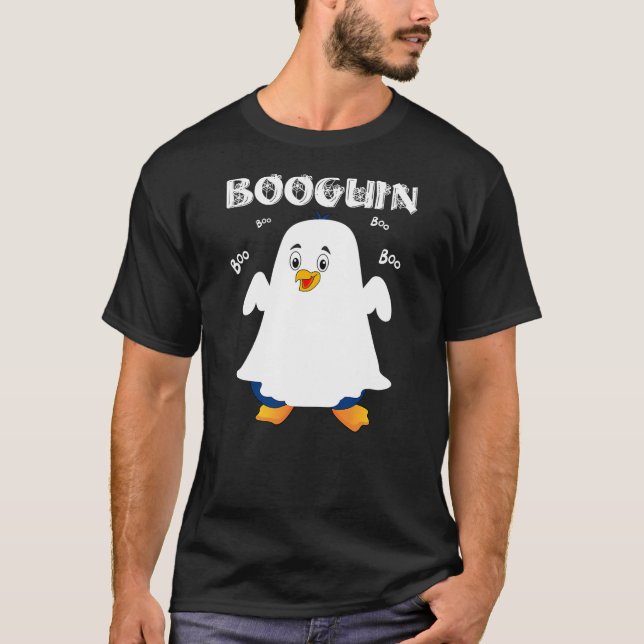 Camiseta Booguin Halloween penguin in ghost costume funny (Anverso)