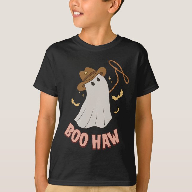 Camiseta BooHaw Ghost Halloween Cowboy Cowgirl Costume Ret (Anverso)