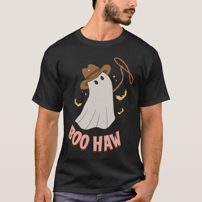 Camiseta Boohaw Ghost Halloween Cowboy Cowgirl Retr (Anverso)