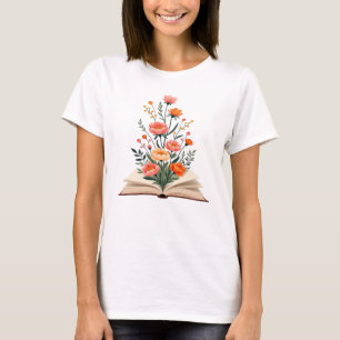 Camiseta book and flowers