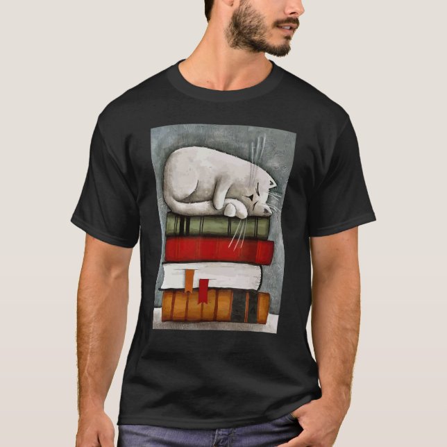 Camiseta Book Book Bookworm Librarian Cat On Books (Anverso)