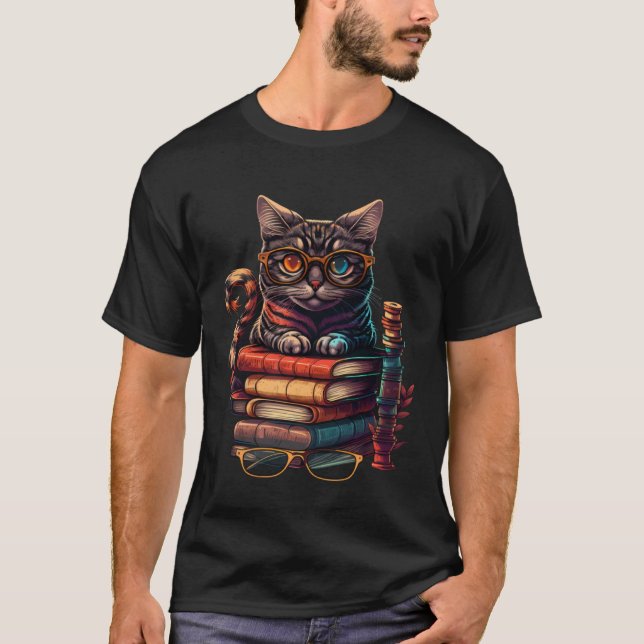 Camiseta Book  Cat fan and Bookworm Cats and Books (Anverso)
