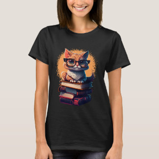 Camiseta Book Cat fan bookworm Cats and Books 1