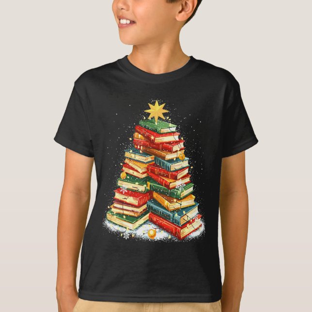 Camiseta Book Christmas Tree Reading  (Anverso)