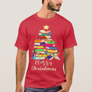 Camiseta Book lover reading books tree library Christmas Xm