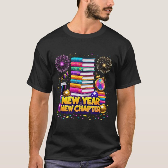 Camiseta Book Lovers Happy New Year Chapter 2026 Bookworm F (Anverso)