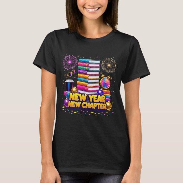 Camiseta Book Lovers Happy New Year Chapter 2026 Bookworm F (Anverso)