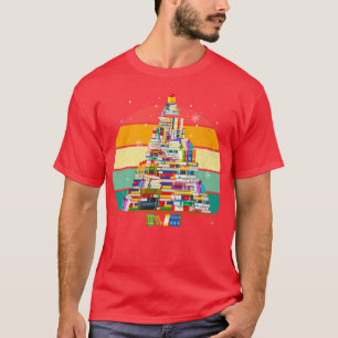 Camiseta Book Lovers Santa Christmas Tree Lights Xmas Teens