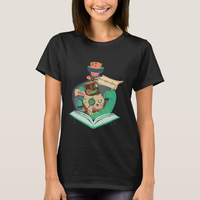 Camiseta Book Reading Graphic Magic Rabbit Steampunk Magica (Anverso)