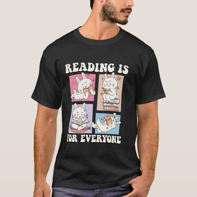 Camiseta Bookish Groovy Cute Bunny Art Reading es para cada (Anverso)