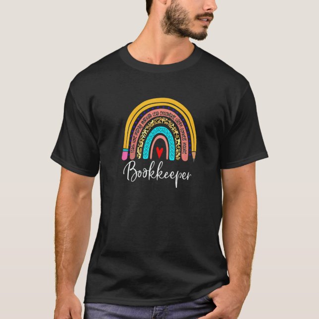Camiseta Bookkeeper Leopard Rainbow Accounting Back To Scho (Anverso)