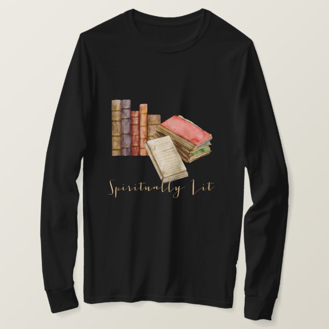 Camiseta Booklover Chica espiritual acuarela de manga larga (Anverso del diseño)
