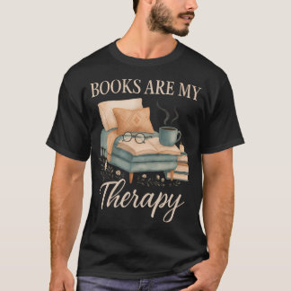 Camiseta Books Are My Therapy Cozy Reading Nook Aesthetic