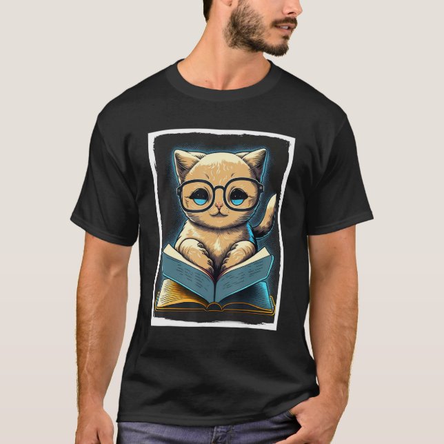 Camiseta Books Book Cat Glasses Fable Educator Read Reader (Anverso)