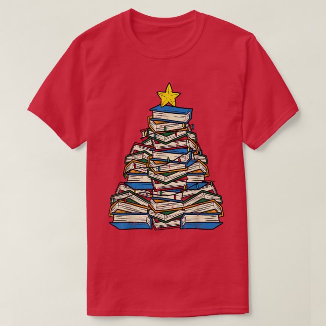 Camiseta Books Christmas Tree Reading Xmas PJs Teacher Libr (Diseño del anverso)