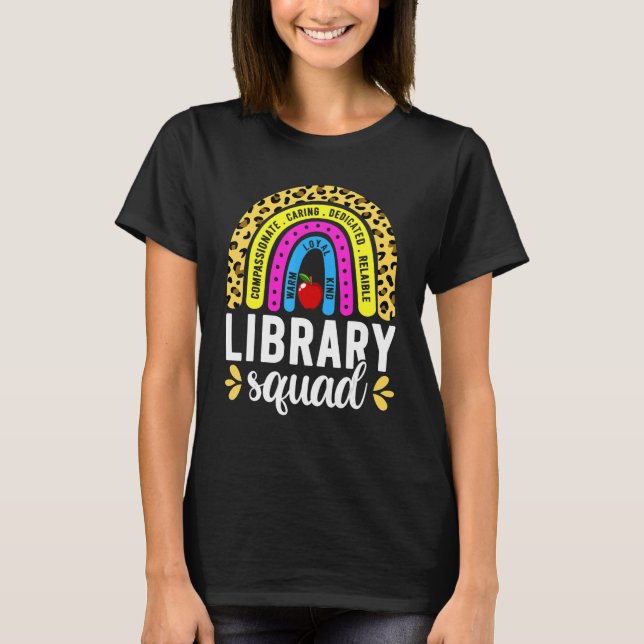 Camiseta Books Rainbow  For Librarian Women Library Squad (Anverso)