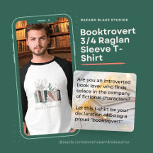 Camiseta Booktrovert 3/4 Manga Raglan