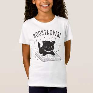 Camiseta Booktrovert cat con libro y estrellas