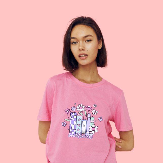 Camiseta Booktrovert Floral T-Shirt - Cute Pastel Book Love (Subido por el creador)