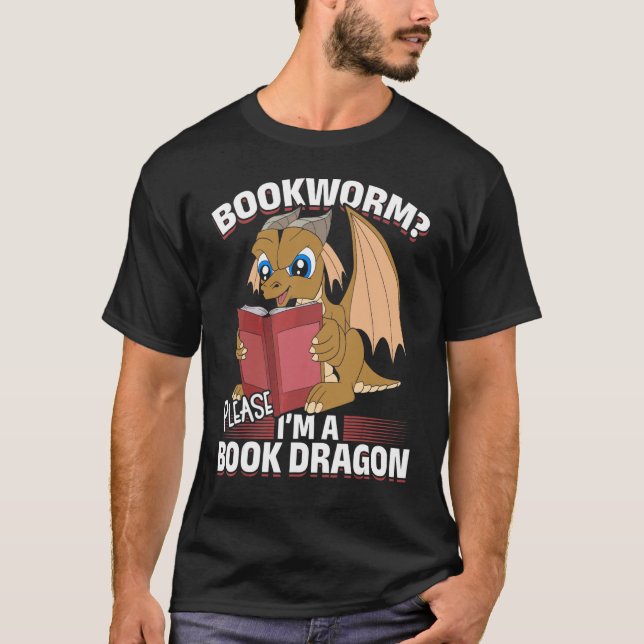 Camiseta Bookworm Book Reading Fantasy Dragon Cute Book Dra (Anverso)
