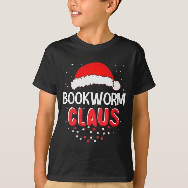 Camiseta Bookworm Santa Claus Christmas Matching Costume  (Anverso)