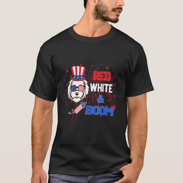 Camiseta Boom Blanco Rojo Maltés 4 De Julio (Anverso)