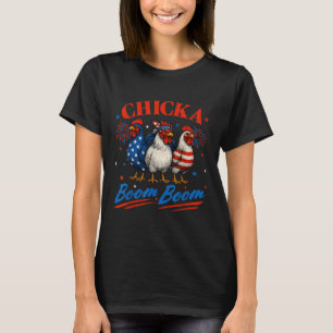 Camiseta Boom De Chicka Boom Gracioso Pollo Patriótico 4 De