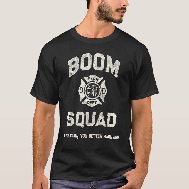 Camiseta BOOM SQUAD Fireworks Technician Firefighter I Pyro (Anverso)