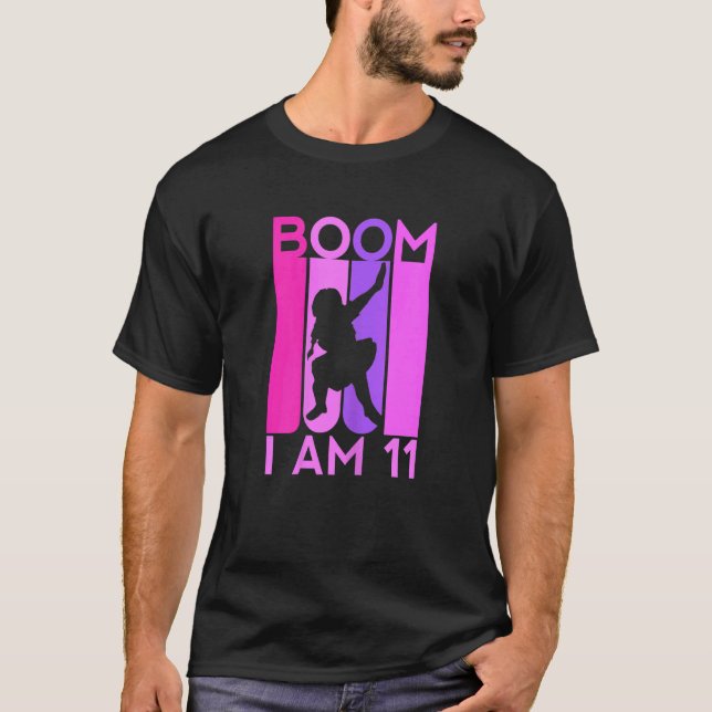 Camiseta Boom Tengo 11 años, undécimo Chica de Dabbing El (Anverso)