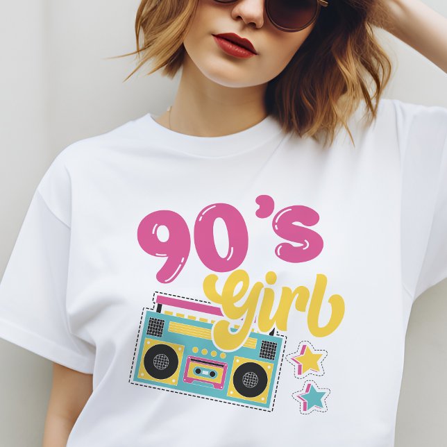 Camiseta Boombox Hippie Retro Groovy, Chica de los 90 (90's Girl Boombox Hippie Retro Groovy T-Shirt)