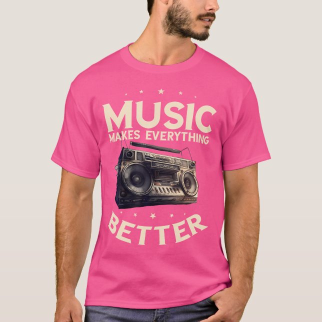 Camiseta Boombox Oldschool Music hace todo mejor (Anverso)