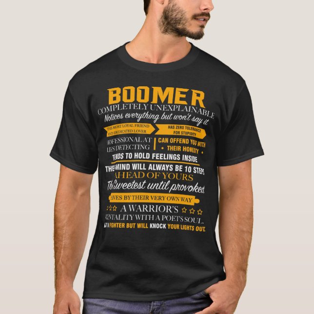 Camiseta BOOMER completamente inexplicable (Anverso)