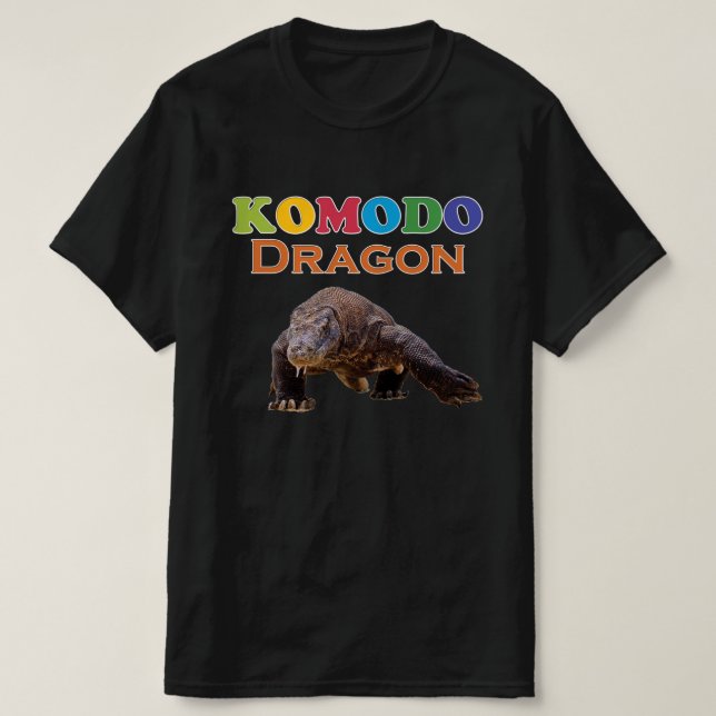 Camiseta Boomy Black Colorful Komodo Dragon Men's (Diseño del anverso)