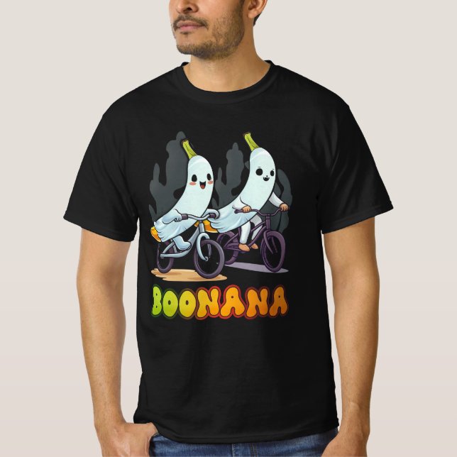 Camiseta Boonana Cute Ghost Banana Ciclismo Fruta Halloween (Anverso)