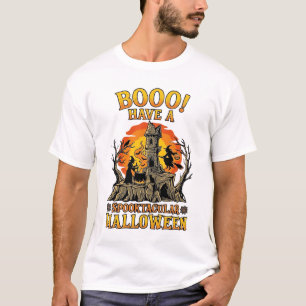 Camiseta Booo Espeluznante Halloween Bruja Caldero Castillo