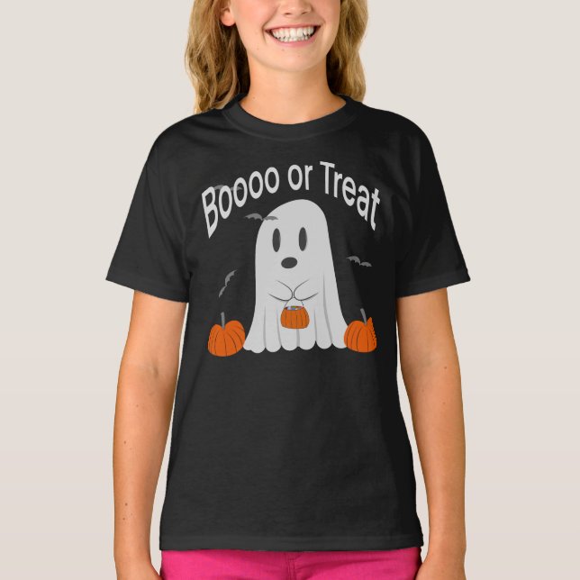 Camiseta Booo or Treat Cute Ghost Halloween Design (Anverso)