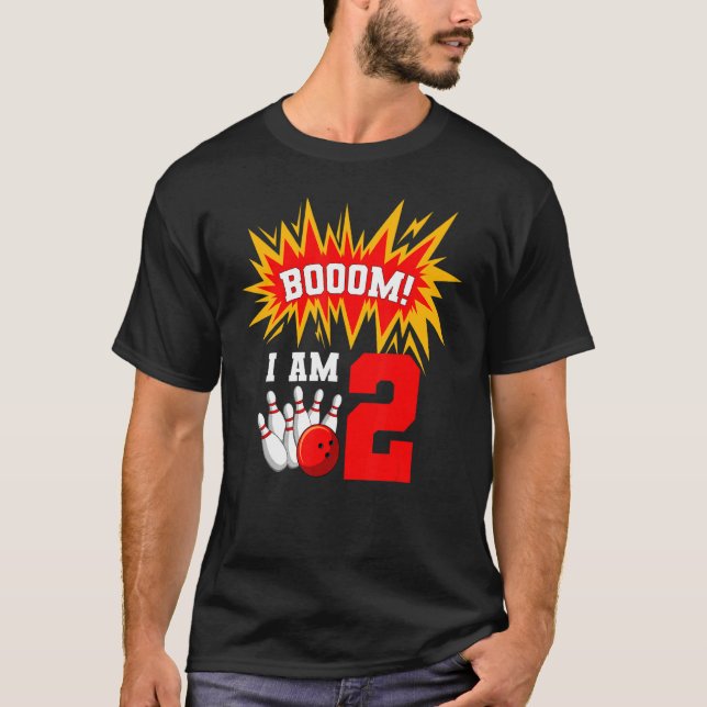 Camiseta Booom I Am 2 Bowday Birthday Party Bowler Bday (Anverso)