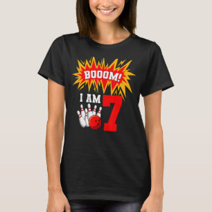 Camiseta Booom I Am 7 Bowday Birthday Party Bowler Bday 7t
