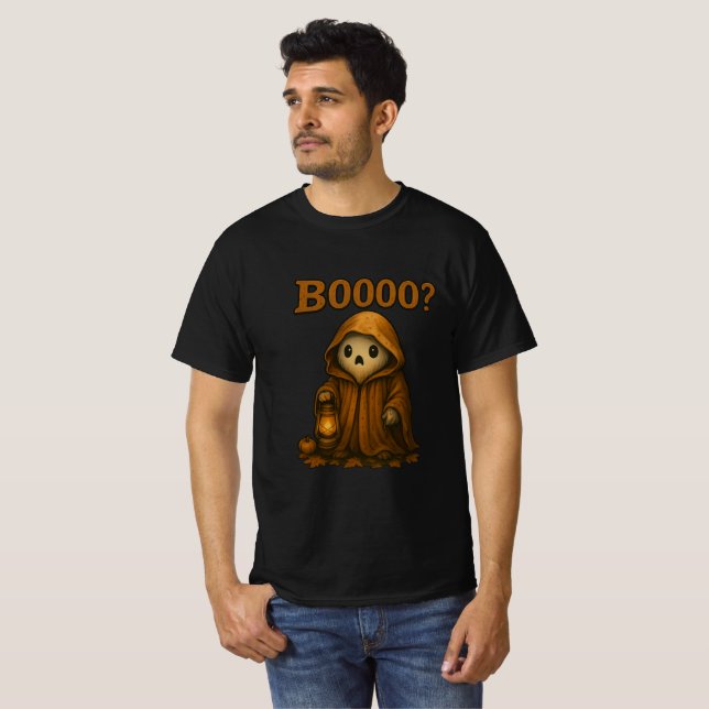 Camiseta Boooo? Cute Ghost in Cloak with Lantern (Anverso completo)