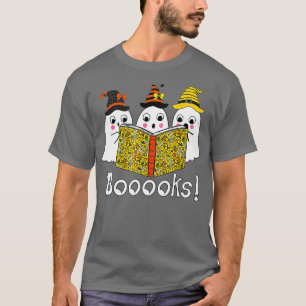 Camiseta Booooks! Cute Ghost Boo Reading Books Halloween Li