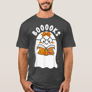 Camiseta Booooks! Cute Ghost Reading Library Books Hallowee
