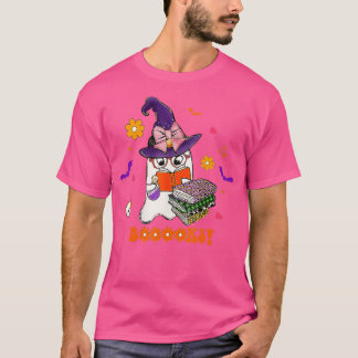Camiseta Booooks! Cute Ghost Reading Library Books Hallowee