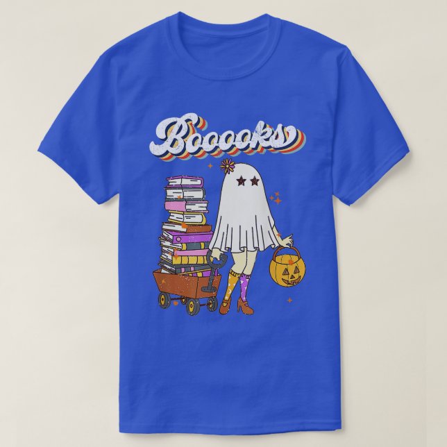 Camiseta Booooks! Cute Ghost Reading Library Books Hallowee (Diseño del anverso)