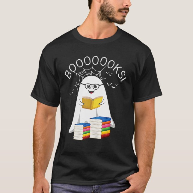 Camiseta Booooks Ghost Boo Read Books Halloween Library Tea (Anverso)