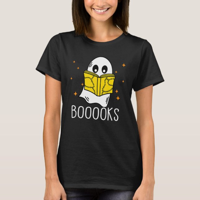 Camiseta Booooks Ghost Boo Read Books Library  teacher book (Anverso)