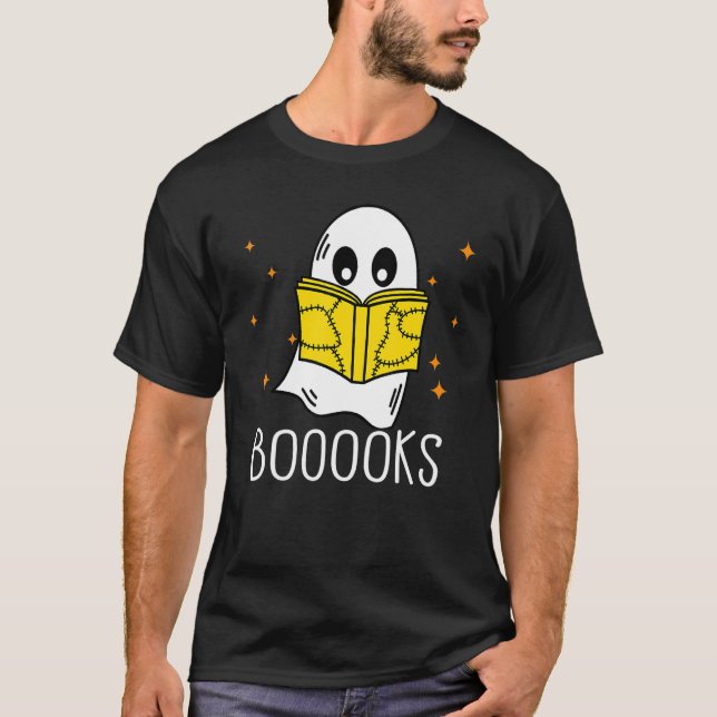 Camiseta Booooks Ghost Boo Read Books Library  teacher book (Anverso)