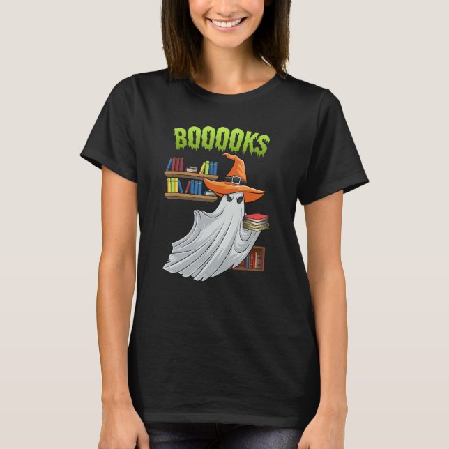 Camiseta Booooks Ghost  Halloween Costume Teacher Book Libr (Anverso)